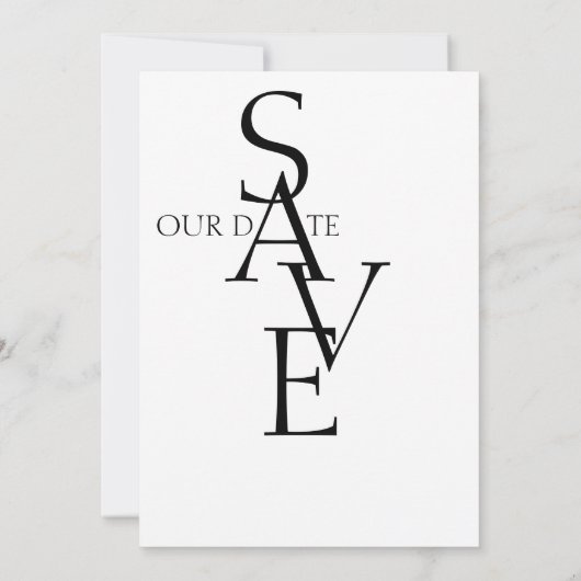 Minimale Zwart Wit Eenvoudige Typografie Bruiloft Save The Date (Achterkant)