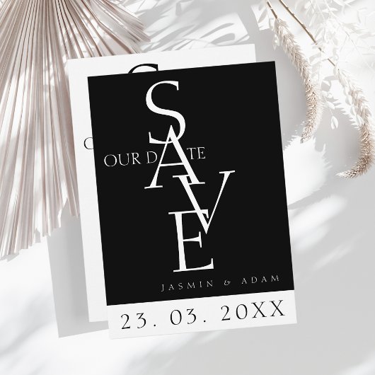 Minimale Zwart Wit Eenvoudige Typografie Bruiloft Save The Date