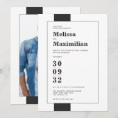 Minimale zwart-wit eenvoudige vette foto bruiloft kaart (Voorkant / Achterkant)