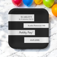 Minimale zwart-wit elegante chique 50e verjaardag