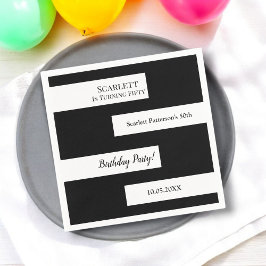 Minimale zwart-wit elegante chique 50e verjaardag servet