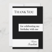 Minimale zwart-wit elegante chique verjaardag bedankkaart (Voorkant)