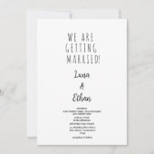Minimale zwart wit elegante typografie bruiloft kaart (Voorkant)