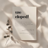 Minimale zwart wit Elopement bruiloft receptie Kaart