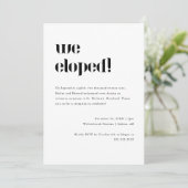 Minimale zwart wit Elopement bruiloft receptie Kaart (Staand voorkant)