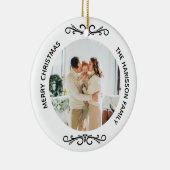 Minimale zwart-wit familie twee foto's keramisch ornament (Rechts)
