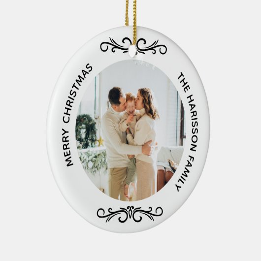Minimale zwart-wit familie twee foto's keramisch ornament (Rechts)