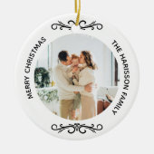Minimale zwart-wit familie twee foto's keramisch ornament (Voorkant)
