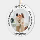 Minimale zwart-wit familie twee foto's keramisch ornament (Links)