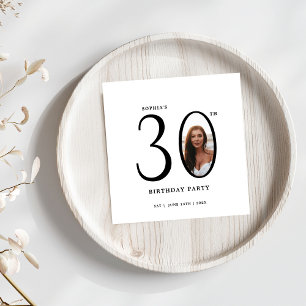 Minimale zwart-wit foto 30e verjaardag servet