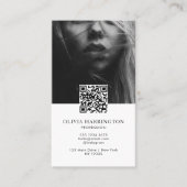 Minimale zwart-wit foto QR Code Logo Visitekaartje (Voorkant)
