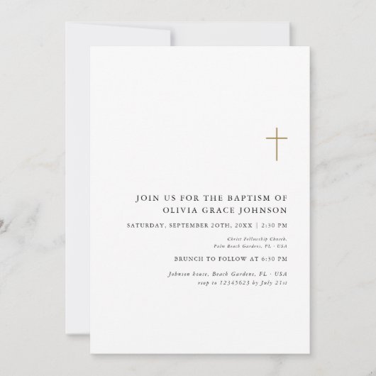 Minimale zwart-wit gender neutrale doop goud kaart (Voorkant)