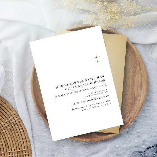 Minimale zwart-wit gender neutrale doop goud kaart