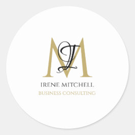 Minimale Zwart Wit Goud Monogram Naam Ronde Sticker