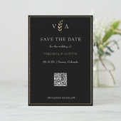 Minimale Zwart Wit & Gouden QR Code Bruiloft Save The Date (Staand voorkant)