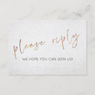 Minimale zwart-wit gouden type bruiloft RSVP-maalt Kaart
