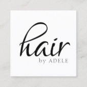 Minimale zwart wit haar stylist vierkante visitekaartje (Voorkant)