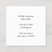 Minimale zwart wit haar stylist vierkante visitekaartje (Achterkant)