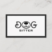 Minimale zwart-wit hondenoppas Walker Groomer Visitekaartje (Voorkant)