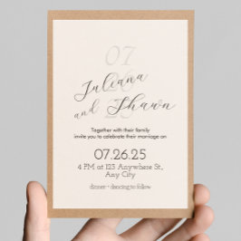 Minimale zwart-wit huwelijksuitnodiging kaart