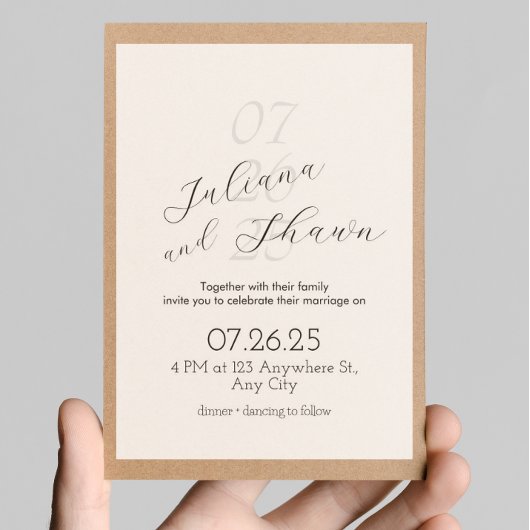 Minimale zwart-wit huwelijksuitnodiging kaart