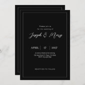 Minimale zwart-wit huwelijksuitnodiging kaart (Voorkant / Achterkant)