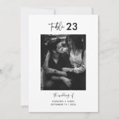 Minimale Zwart Wit Kalligrafie Tafelnummerkaart Kaart (Achterkant)