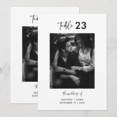 Minimale Zwart Wit Kalligrafie Tafelnummerkaart Kaart (Voorkant / Achterkant)