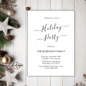 Minimale zwart-wit kalligrafie vakantie partij kaart