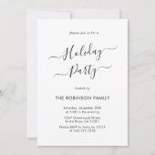 Minimale zwart-wit kalligrafie vakantie partij kaart (Voorkant)