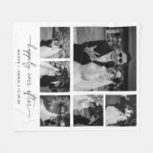 Minimale Zwart & Wit Koppel Foto Collage Fleece Deken (Voorkant (Horizontaal))