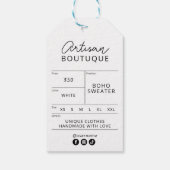 Minimale zwart-wit Logo kleding prijs hangen Cadeaulabel (Achterkant)