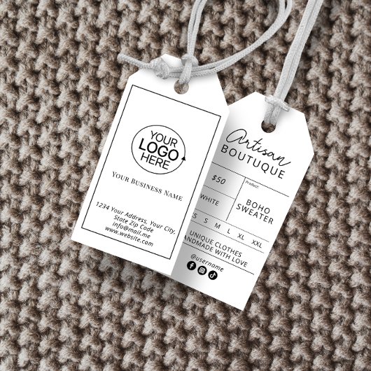 Minimale zwart-wit Logo kleding prijs hangen Cadeaulabel