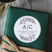 Minimale Zwart-Wit Loof Retouradresstickers Ronde Sticker