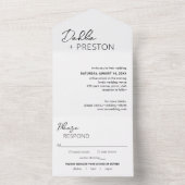 Minimale zwart-wit moderne bruiloft all in one uitnodiging (Binnen)