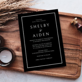 Minimale Zwart & Wit Moderne Bruiloft Kaart