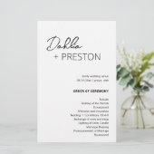 Minimale zwart-wit moderne bruiloft programma (Staand voorkant)