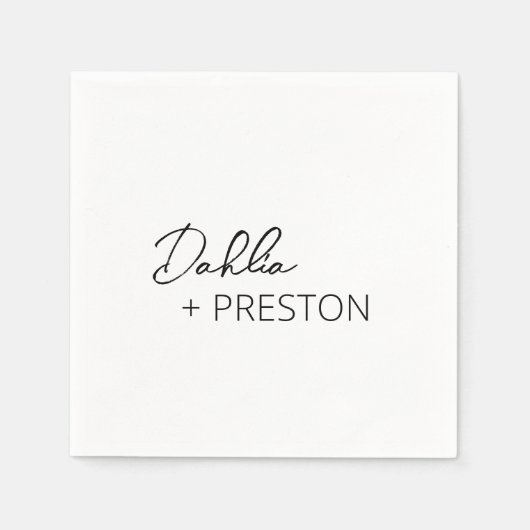 Minimale zwart-wit moderne bruiloft servet (Voorkant)