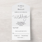 Minimale zwart-wit moderne chique bruiloft all in one uitnodiging (Binnen)