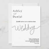 Minimale zwart-wit moderne chique bruiloft kaart (Voorkant)