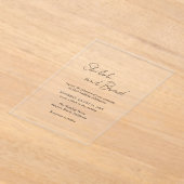 Minimale zwart-wit moderne elegante bruiloft acryl uitnodigingen (Laagn)