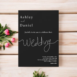 Minimale zwart-wit moderne elegante bruiloft kaart