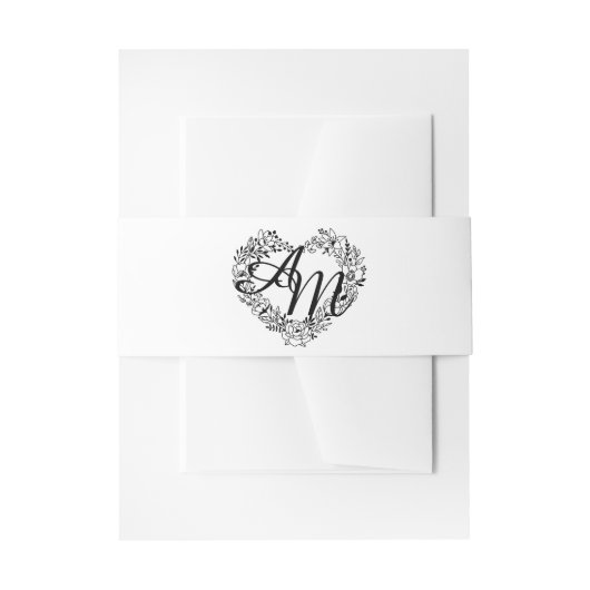 Minimale zwart-wit monogram bruiloft uitnodigingen wikkel (Voorkant Voorbeeld)