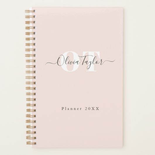 Minimale zwart-wit monogram modern script, Profess Planner (Voorkant)