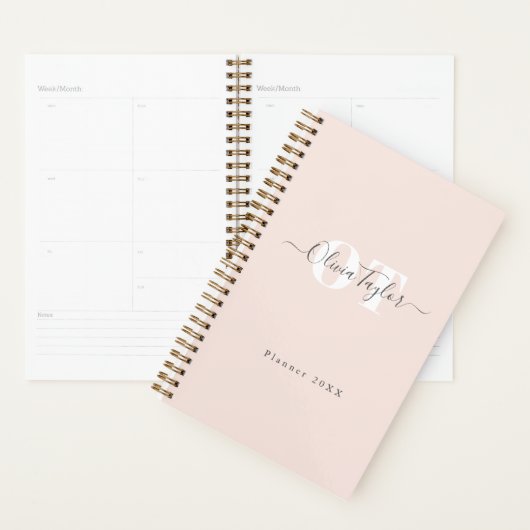 Minimale zwart-wit monogram modern script, Profess Planner (Display)