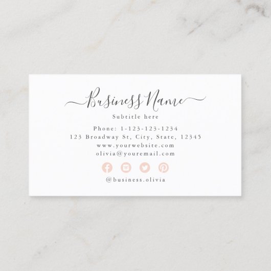 Minimale zwart-wit monogram modern script, Profess Visitekaartje (Achterkant)