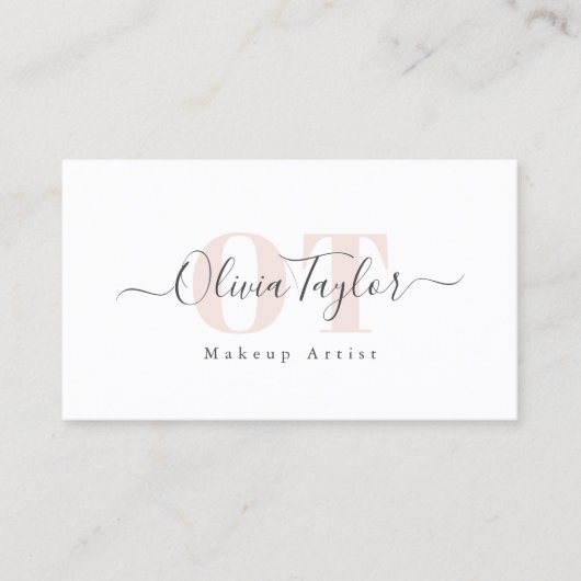 Minimale zwart-wit monogram modern script, Profess Visitekaartje (Voorkant)