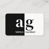 Minimale zwart-wit monogram QR-code Sociale media Visitekaartje (Voorkant)