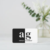 Minimale zwart-wit monogram QR-code Sociale media Visitekaartje (Staand voorkant)