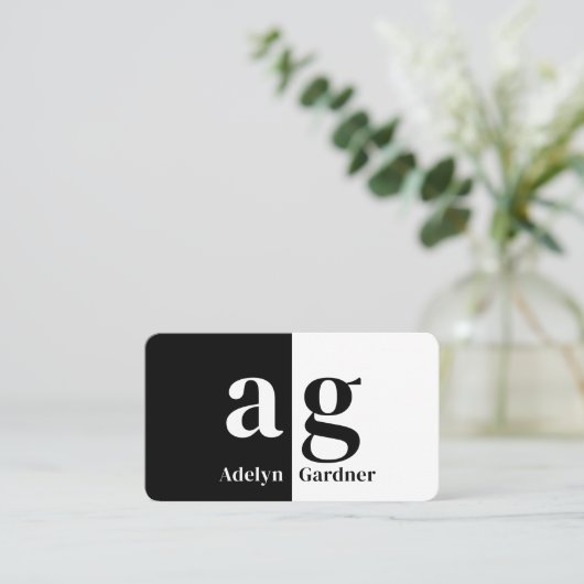 Minimale zwart-wit monogram QR-code Sociale media Visitekaartje (Staand voorkant)